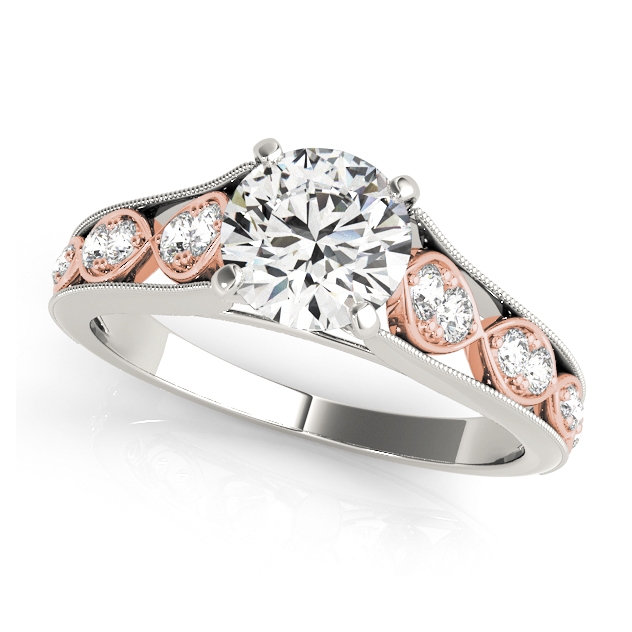 Infinity Engagement Ring Side Stone Diamonds Two Tone Shank