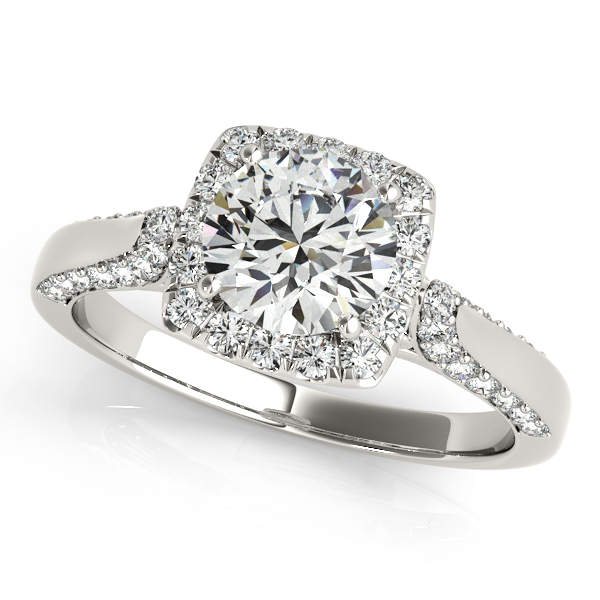 Excellent Square Halo Engagement Ring