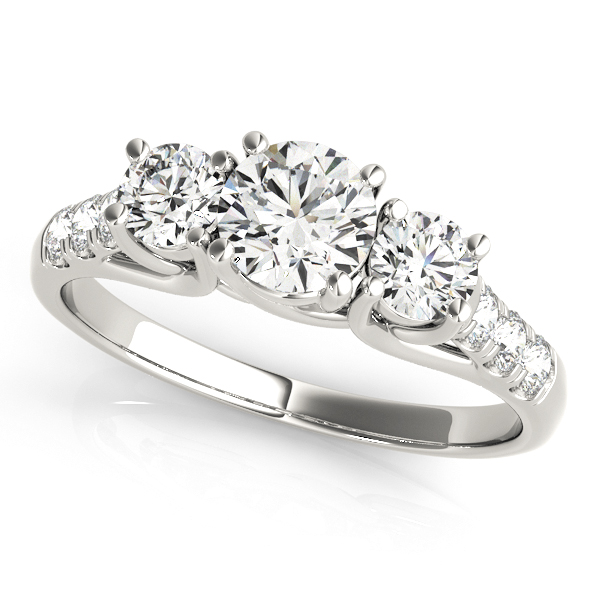 Three Stone Side Stone Engagement Ring Trellis Set Diamonds [UN500-82876]