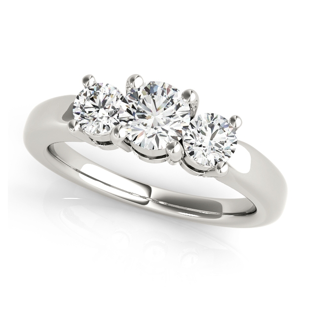 Three Stone Engagement Ring w/ Round Cut Diamonds