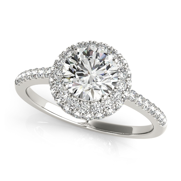Standard Side Stone Halo Engagement & Wedding Ring Set