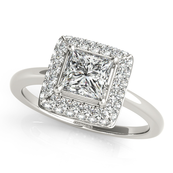Traditional Princess Cut Duet Halo Engagement Ring
