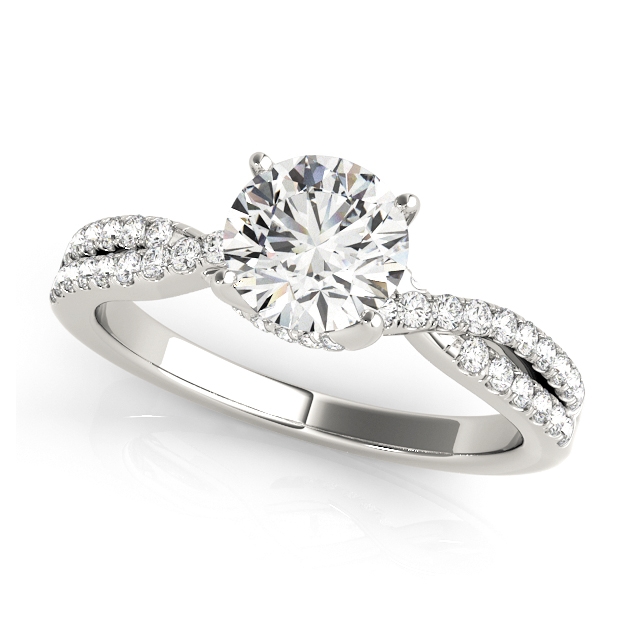 Unusual Side Stone Engagement Ring with Accent Diamonds