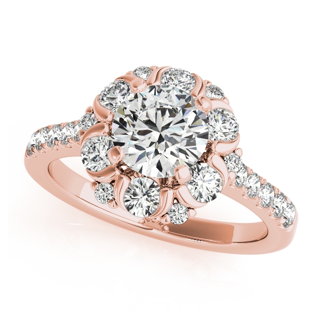 Unprecedented Floral Halo Engagement Ring Side & Accent Stones