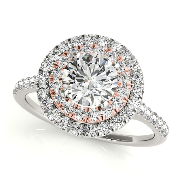 Posh Halo Engagement and Wedding Set with Round Cut Diamonds