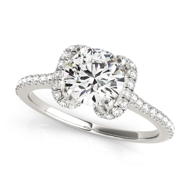 Whimsical Semi-Halo Side Stone Engagement Ring Setting