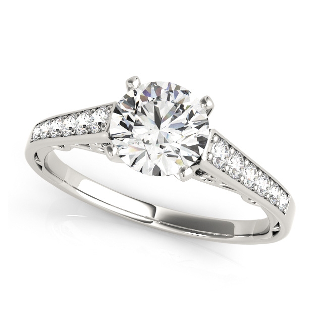 Traditional Side Stone Engagement Ring Prong Setting